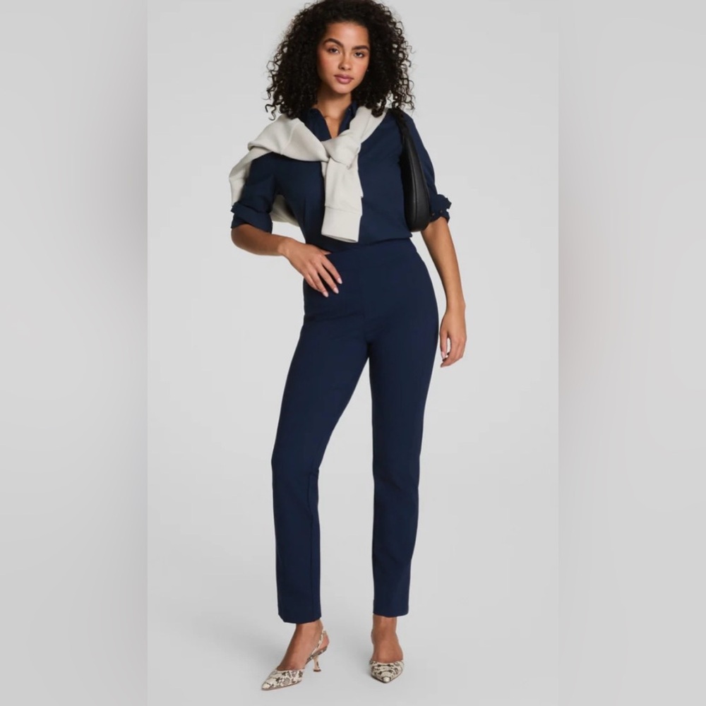 SPANX NWOT Ponte Slim Straight Pant, Classic Navy, M, SPANXsmooth Perfect Fit
